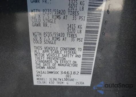 2013 Infiniti Jx35 from USA, damaged, VIN 5N1AL0MM5DC346182